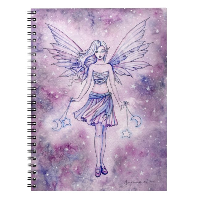 Lila Fairy in the Stars Fantasy Illustration Notizblock (Vorderseite)