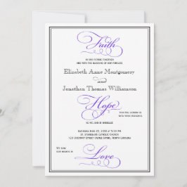 Lila Faith Hope Liebe Skript Hochzeit Einladung