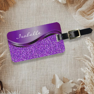 Lila falscher Glitter Bling personalisiertes Metal Gepäckanhänger