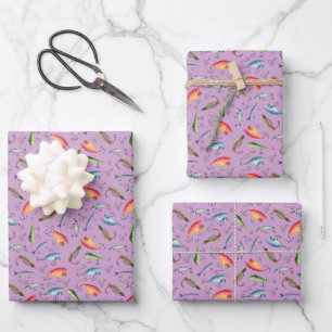 Lila Fangbelastungen Geschenkpapier Set