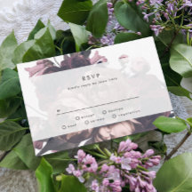 Lila Fantasy Floral Rose Wedding RSVP Card