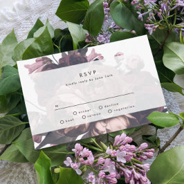 Lila Fantasy Floral Rose Wedding RSVP Card Karte