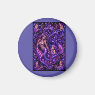 Lila Fantasy Meerjungfrau-Duo Ozeantraum-Kunst  Magnet