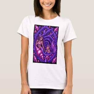 Lila Fantasy Meerjungfrau-Duo Ozeantraum-Kunstpost T-Shirt
