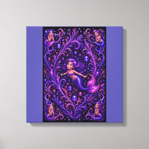 Lila Fantasy Meerjungfrau Glitter Ozean Kunst Ma Leinwanddruck