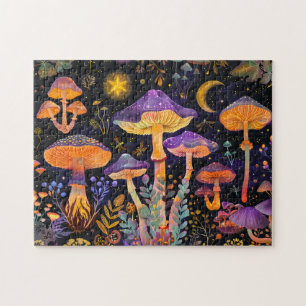Lila Fantasy-Pilze unter Sternenhimmel Puzzle