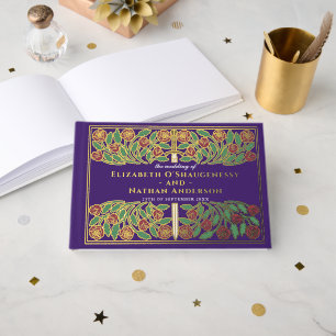 Lila Fantasy Royal Mittelalterliches Florales Schw Gästebuch
