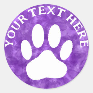 Lila Farbe für  Text in weißer Schrift Runder Aufkleber