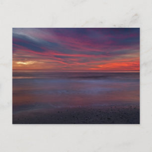 Lila-farbener Sonnenaufgang an der Meeresküste Postkarte