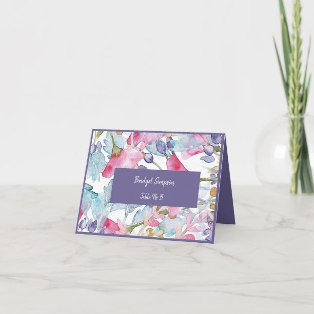 lila farbenfrohe Wildblume Hochzeitskarte Dankeskarte (Vorderseite)