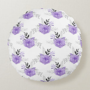 Lila Farbige Blume Botanisch Floral Rundes Kissen
