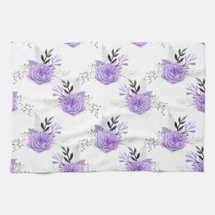 Lila Farbige Blumen Botanisch Floral Geschirrtuch