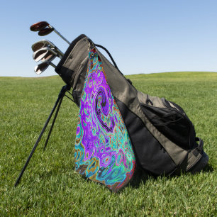 Lila Farbige Groovige Abstrakte Retro Flüssigkeits Golfhandtuch