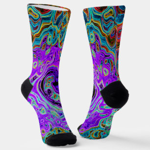 Lila Farbige Groovige Abstrakte Retro Flüssigkeits Socken