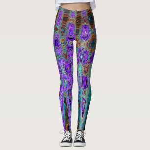 Lila Farbige Groovy Abstrakte Retro Atomwaves Leggings