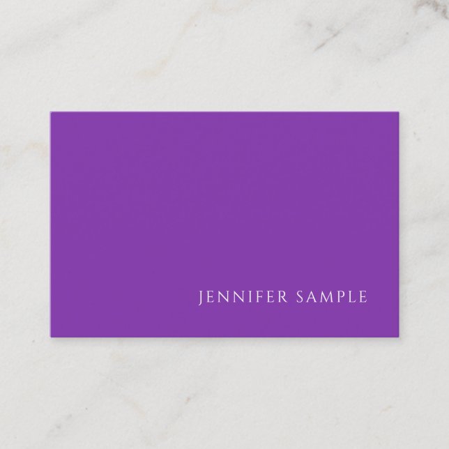 Lila Farbmoderne Schablonen-berufliches elegantes Visitenkarte (Vorderseite)