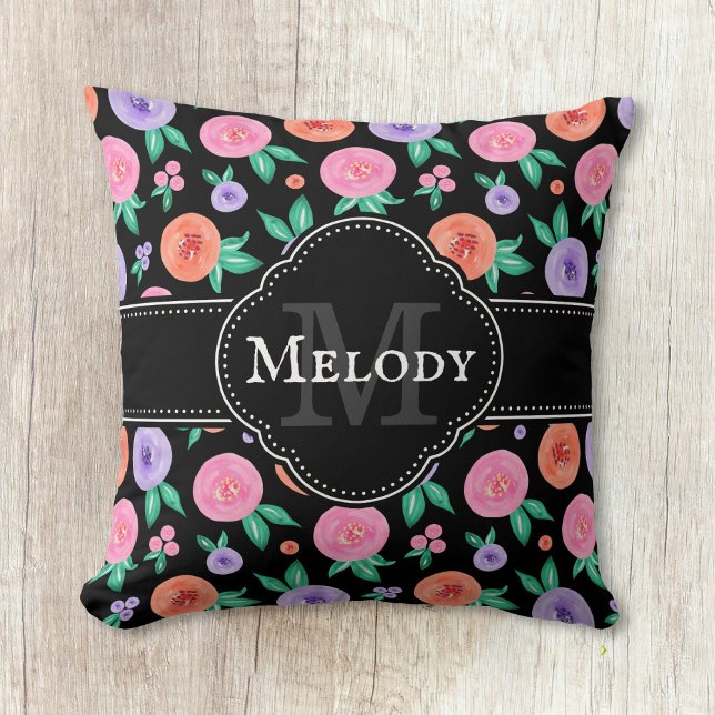 Lila Farbmuster für die Rose auf schwarz Kissen (Von Creator hochgeladen)