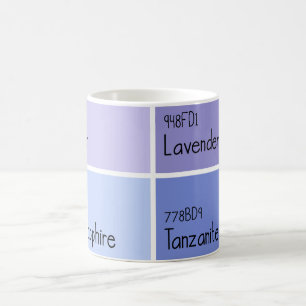 Lila Farbpalette-Farbchips Kaffeetasse
