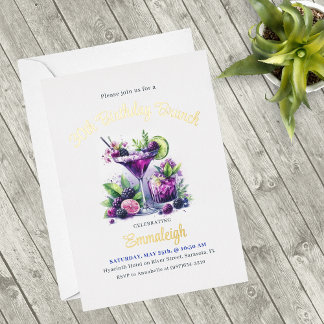 Lila Farbtöne: Ein blauvioletter Geburtstagsbash Folieneinladung