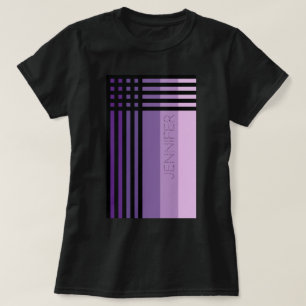 Lila Farbtöne und schwarze Streifen T-Shirt