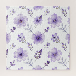 Lila Färbung der Leinblüten-Wasserfarben-Muster Puzzle