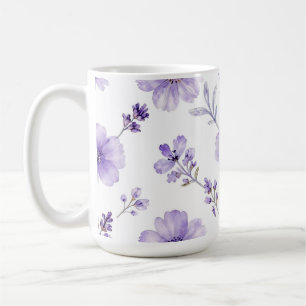 Lila Färbung der Leinsamen-Blumen-Wasserfarben-Mus Kaffeetasse