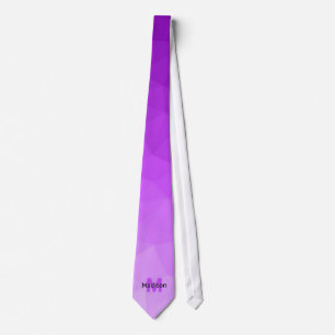 Lila Farbverlauf Geometrie-Netzmuster Monogramm Krawatte
