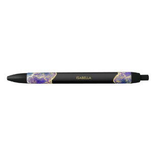 Lila Faux-Gold-Opal-Edelstein-Monogramm-Name Kugelschreiber