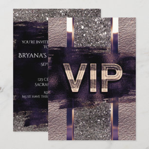 Lila & Faux Metallic VIP-Party-Einladung Einladung