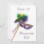 Lila Feather Mask Sweet 16 Masquerade Party Einladung<br><div class="desc">Masquerade Maske süß 16 Geburtstag Masquerade Party Einladung Vorlage.</div>