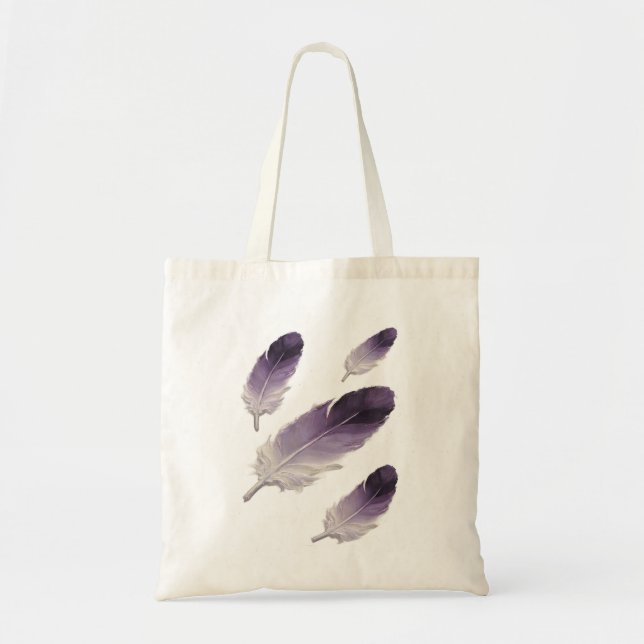 Lila Feder 3D Ölgemälde Boho Minimalist Tragetasche (Vorne)