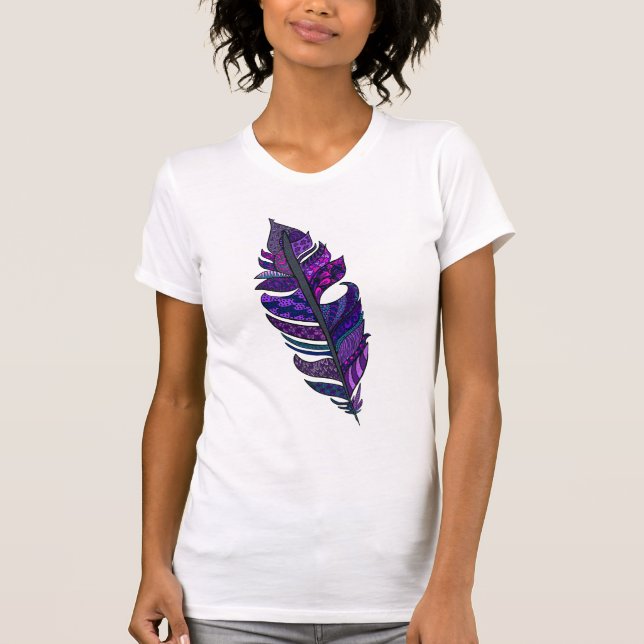 Lila Feder-T - Shirt (Vorderseite)