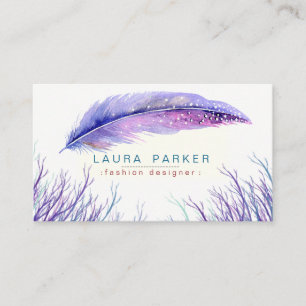 Lila Feder Watercolor Boho Girly Chic Visitenkarte