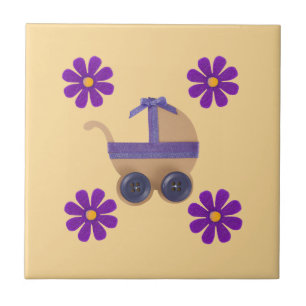 Lila Federkeil, violette Blumen Fliese