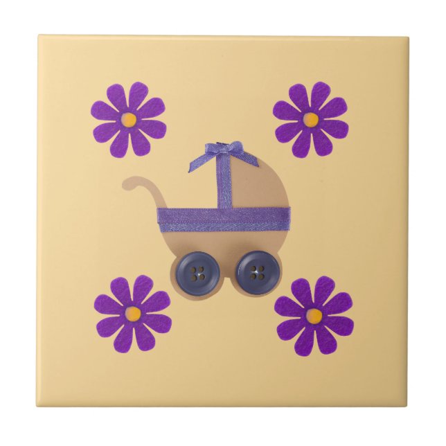 Lila Federkeil, violette Blumen Fliese (Vorderseite)