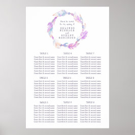 Lila Federwasserfarben Hochzeitstisch Poster