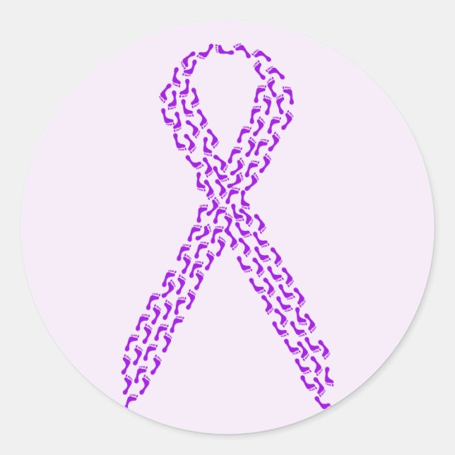Lila Feet Awareness Ribbon Runder Aufkleber (Vorderseite)