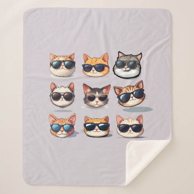 Lila Feline Frenzy Cat Sherpa Blanket Sherpadecke (Vorderseite)