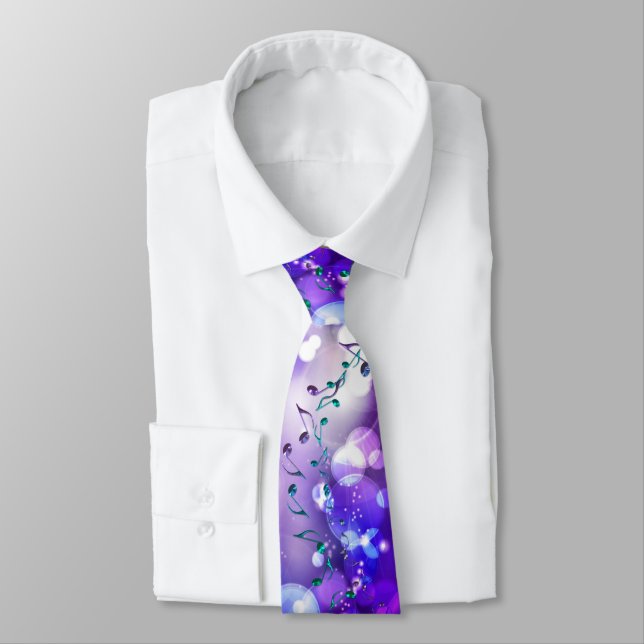 Lila Felsen-Stern-Fantasie beleuchtet Musiknoten Krawatte (Gebunden)