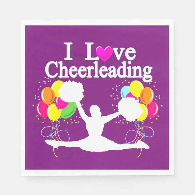 LILA FESTIVE I LIEBE CHEERLEADPAPIER SERVIETTE (Vorderseite)
