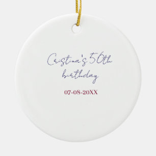 lila fett 50 Geburtstag Jubiläum Name Datum hinzuf Keramik Ornament