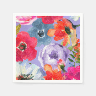 Lila, fett lackierte, florale Pop-Chic-Brautparty Serviette