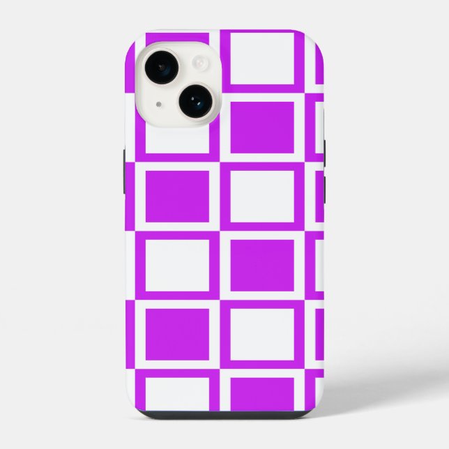 Lila Fett Mod Quadrate iPhone Hülle (Rückseite)