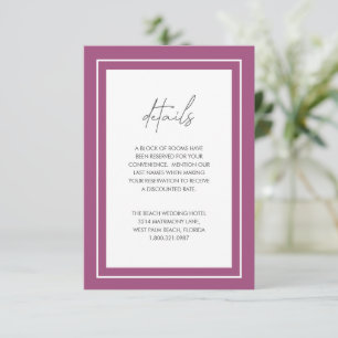 Lila fette Grenze Moderne Hochzeit Begleitkarte