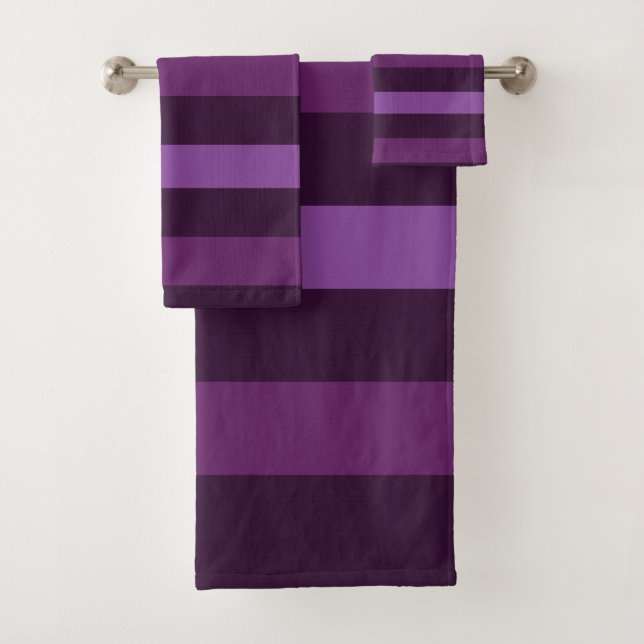 Lila fette Streifen Badhandtuch Set (Insitu)