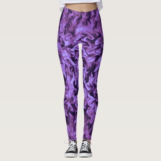 Lila Feuer Leggings (Vorderseite)