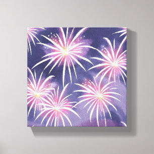 Lila Feuerwerk Pastell-Aquarell Leinwanddruck
