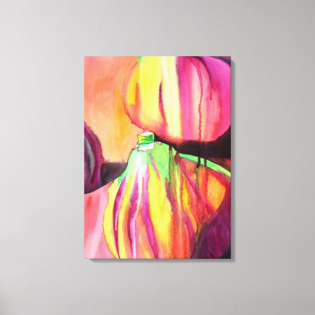 Lila Figs Aquarell Original Tropfen Malerei Leinwanddruck (Vorderseite)