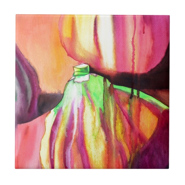 Lila Figs original Art Aquarell Tropfen Malerei Fliese (Vorderseite)