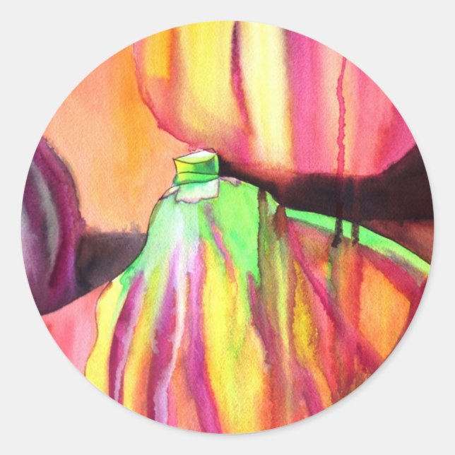 Lila Figs original Art Aquarell Tropfen Malerei Runder Aufkleber (Vorderseite)